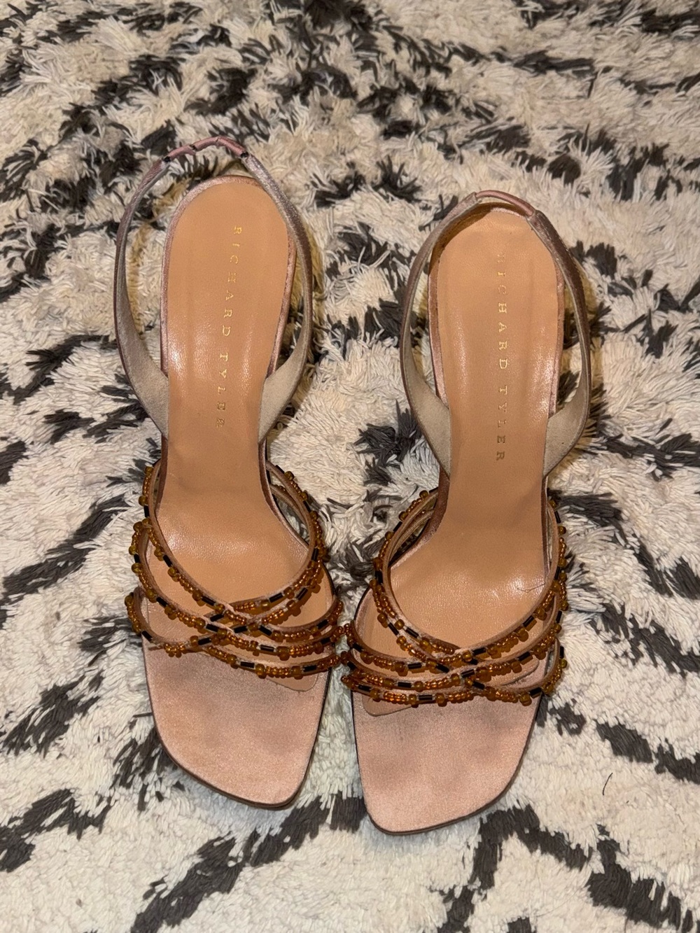Richard TylerBlush Pink Beaded Slingback Heels